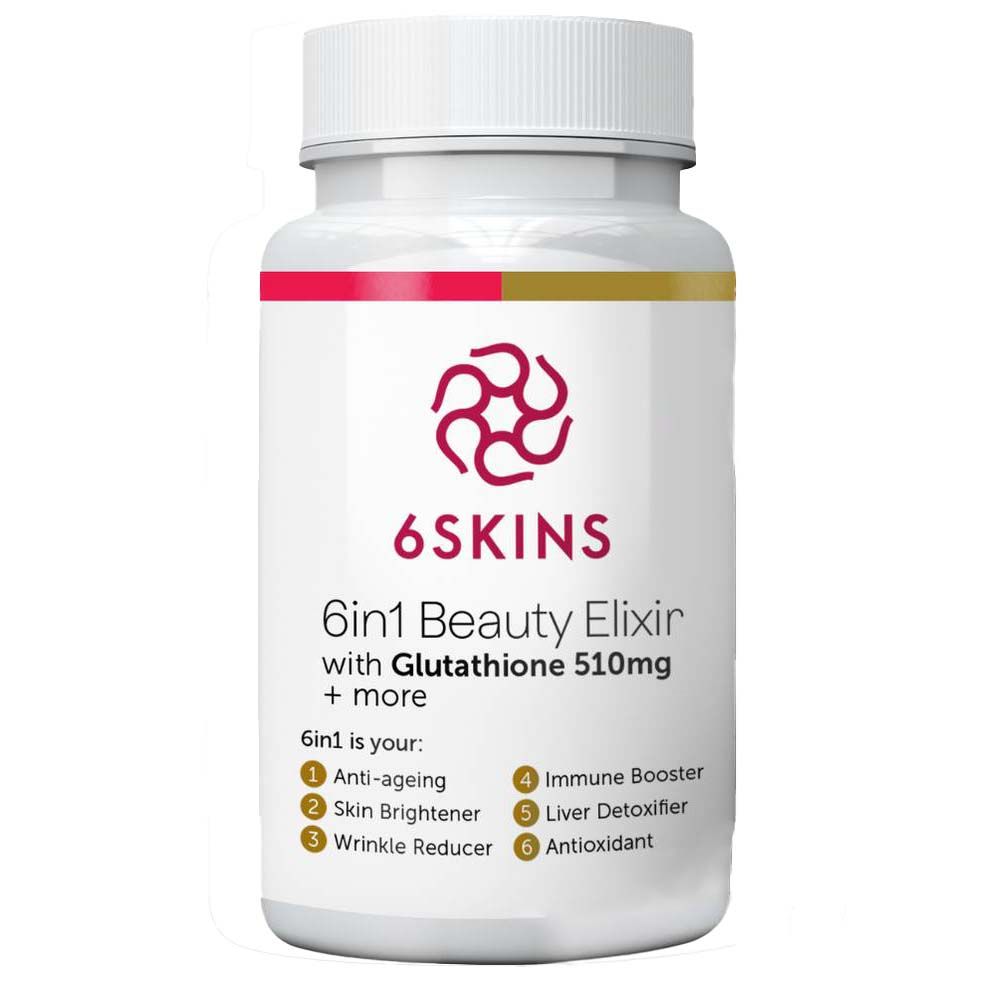 6 Skins - 6-In-1 Beauty Elixir With Glutathione Capsules - 60 Pcs