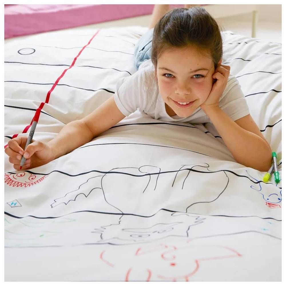 Eat Sleep Doodle - Duvet Cover Single - Doodle