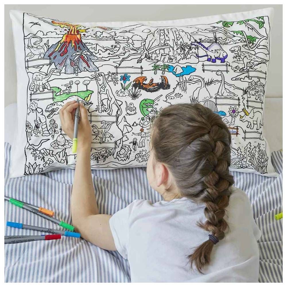 Eat Sleep Doodle - Pillowcase - Dinosaur