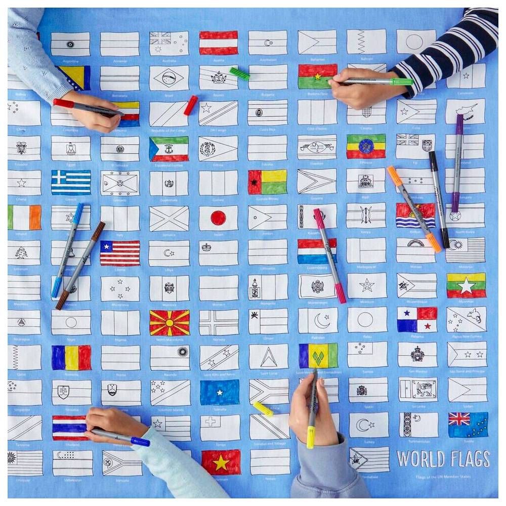 Eat Sleep Doodle - Tablecloth - World Flag