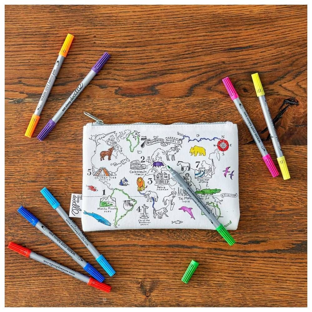 Eat Sleep Doodle - Pencil Case - World Map