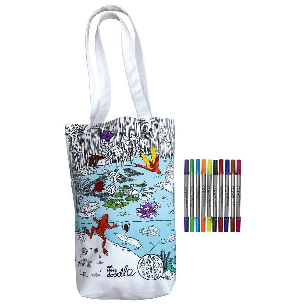 Eat Sleep Doodle - Color-In Tote - Pond Life