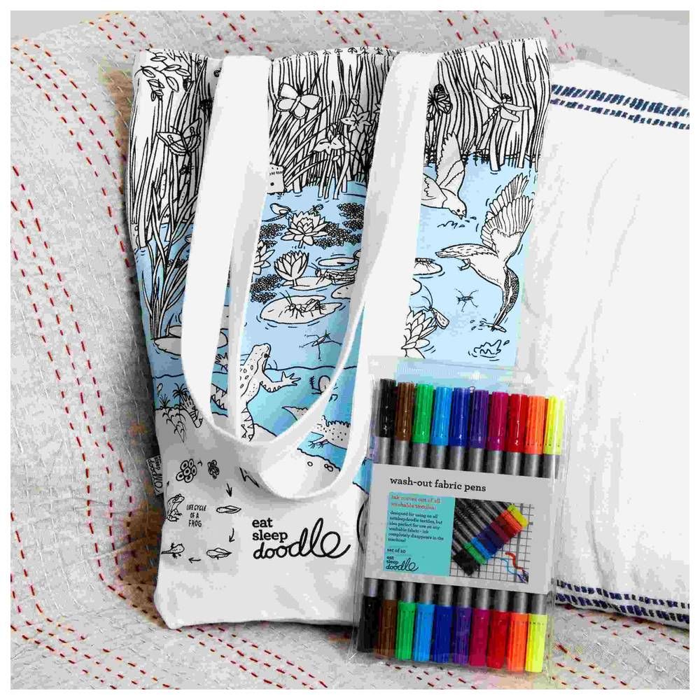 Eat Sleep Doodle - Color-In Tote - Pond Life