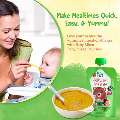 Babylikes - Halal Baby Puree Food Pouch - Carrot And Lamb Stew - 130 g - 6 Pcs