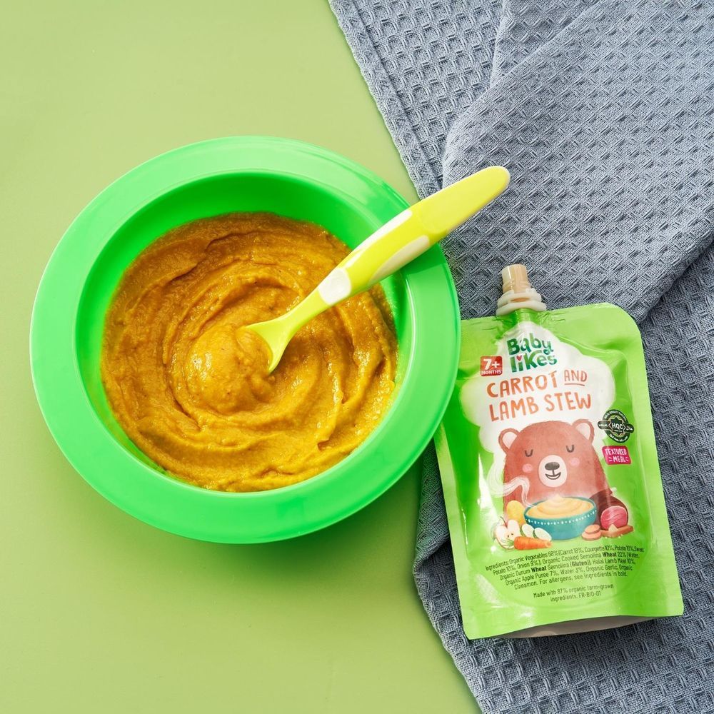 Babylikes - Halal Baby Puree Food Pouch - Carrot And Lamb Stew - 130 g - 6 Pcs