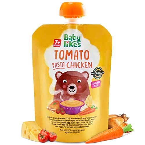 Babylikes - Halal Baby Puree Food Pouch - Tomato Pasta Chicken - 130 g - 12 Pcs