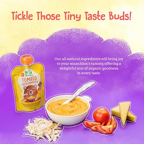 Babylikes - Halal Baby Puree Food Pouch - Tomato Pasta Chicken - 130 g - 12 Pcs