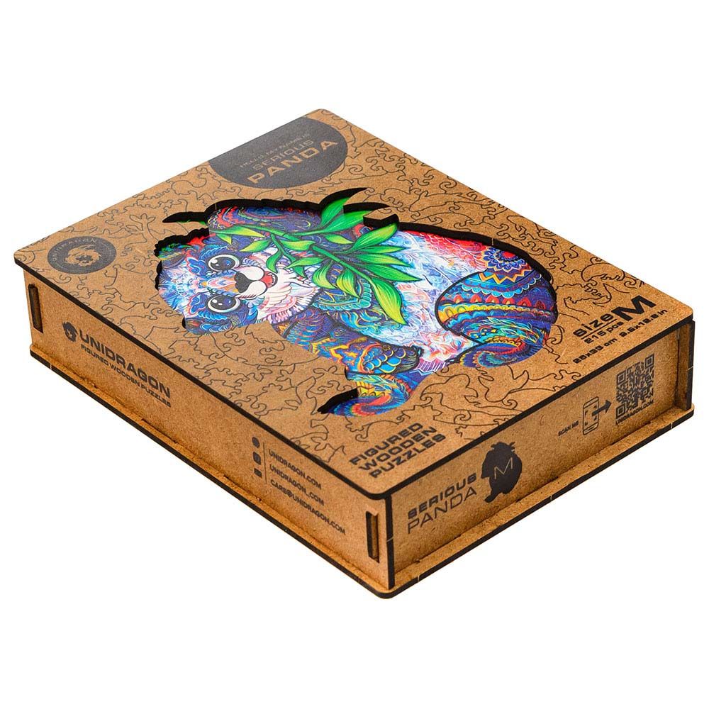 Unidragon - Figured Wooden Puzzle Kit - Serious Panda - Medium - 215pcs