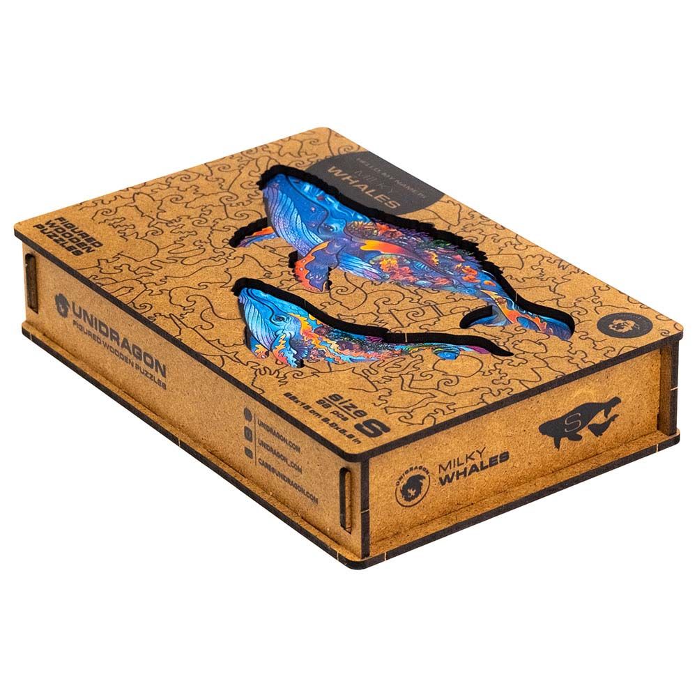 Unidragon - Figured Wooden Puzzle Kit - Milky Whales - Small - 98pcs