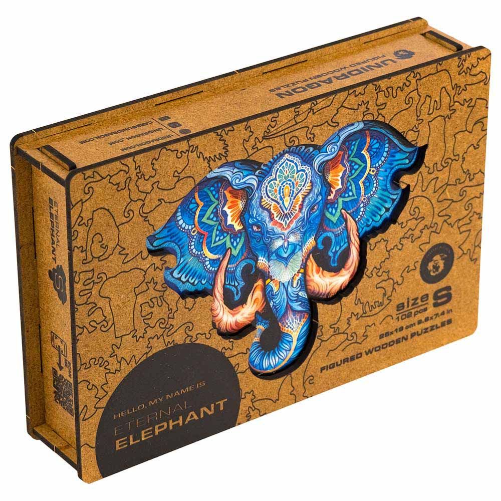 Unidragon - Figured Wooden Puzzle Kit - Eternal Elephant - Small - 102pcs