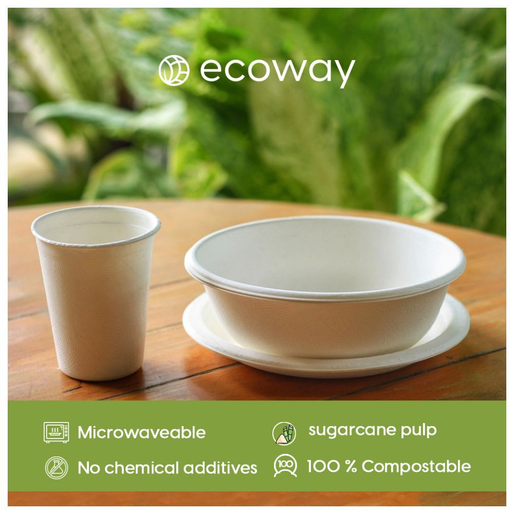 Ecoway - Disposable Bagasse Plate & Cutlery Set - White - 802pcs