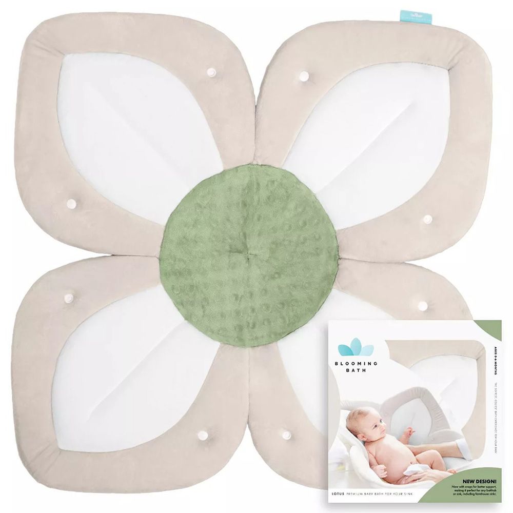 Blooming Bath - Lotus w/ Snaps - Baby Bath Seat- Cream/White/Olive