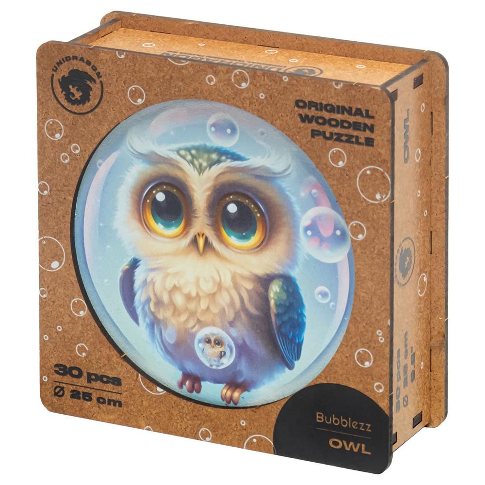 Unidragon - Figured Wooden Puzzle Kit - Owl Bubblezz - 30pcs