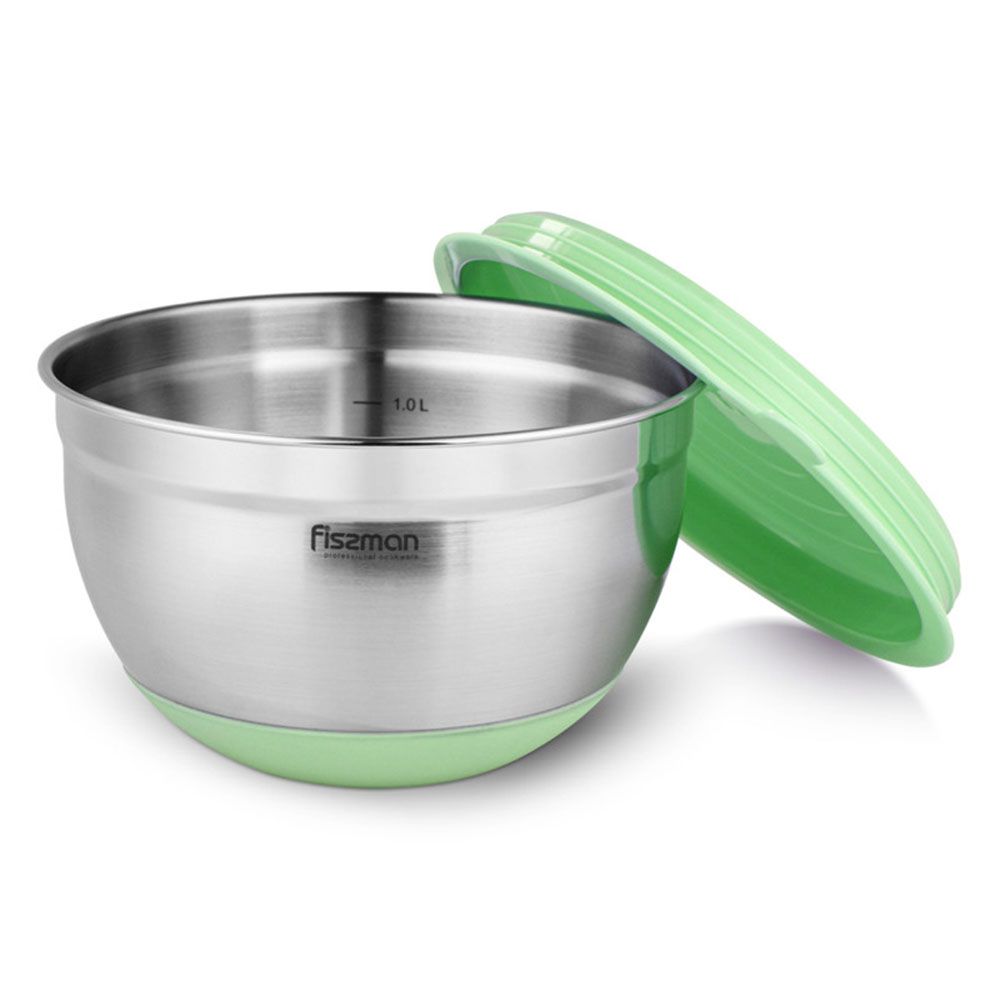 Fissman - Stainless Steel Mixing Bowl - Silver/Green - 4.5 L