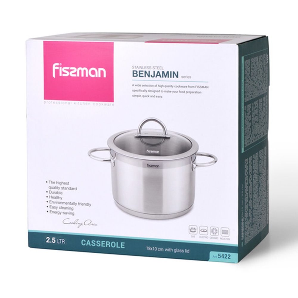 Fissman - Benjamin Stainless Steel Casserole With Lid - 18х10 cm