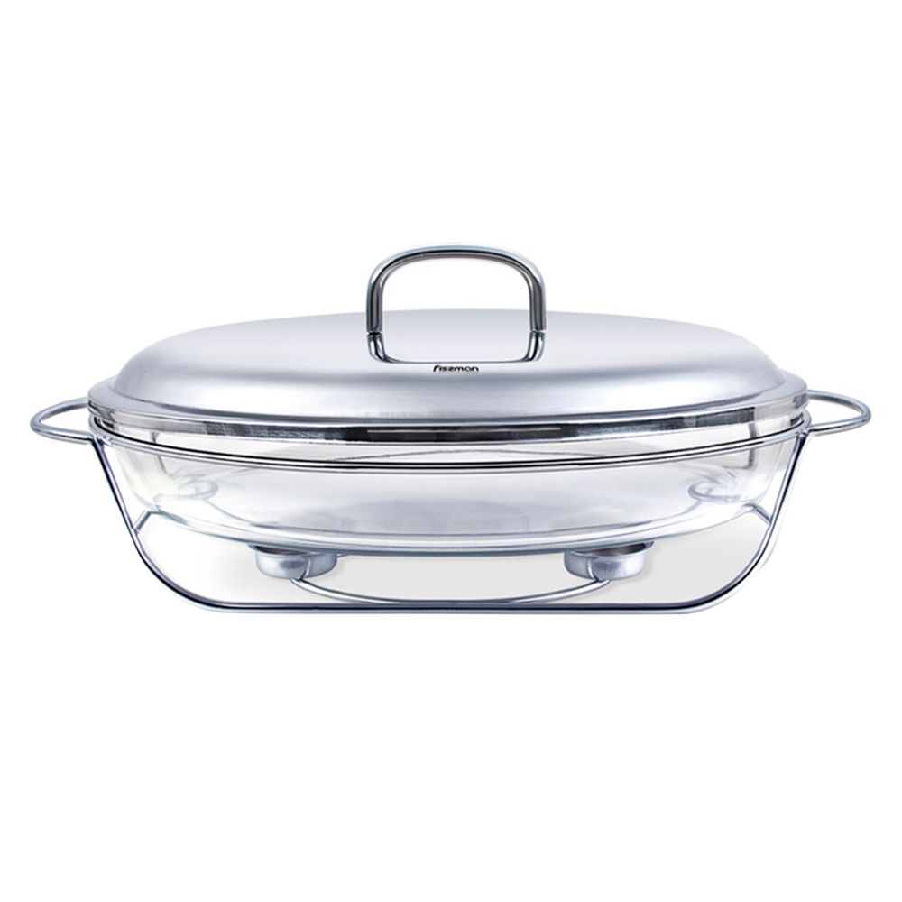 Fissman - Oval Glass Chafing Dish - Clear - 3 L - 42x25x19 cm