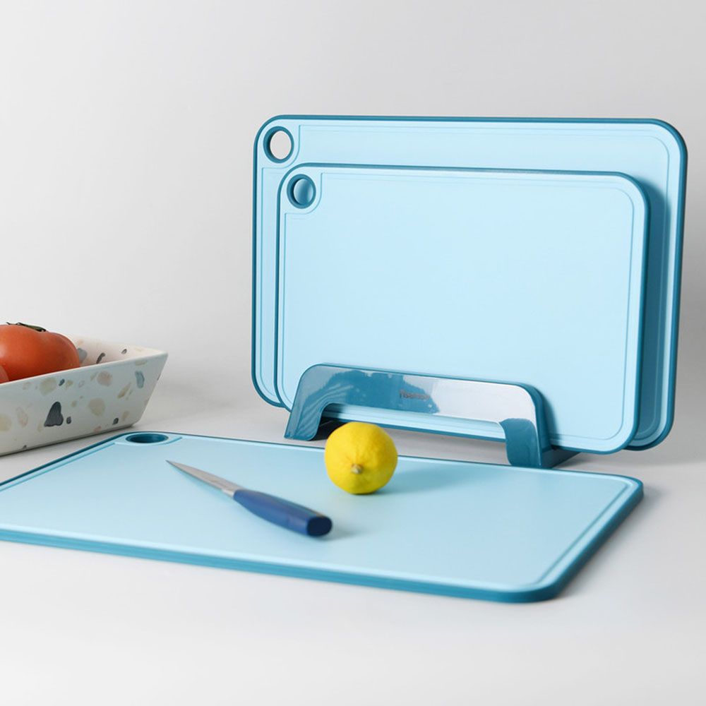 Fissman - Index Chopping Board With Holder - Blue - 3pcs - 41x28cm