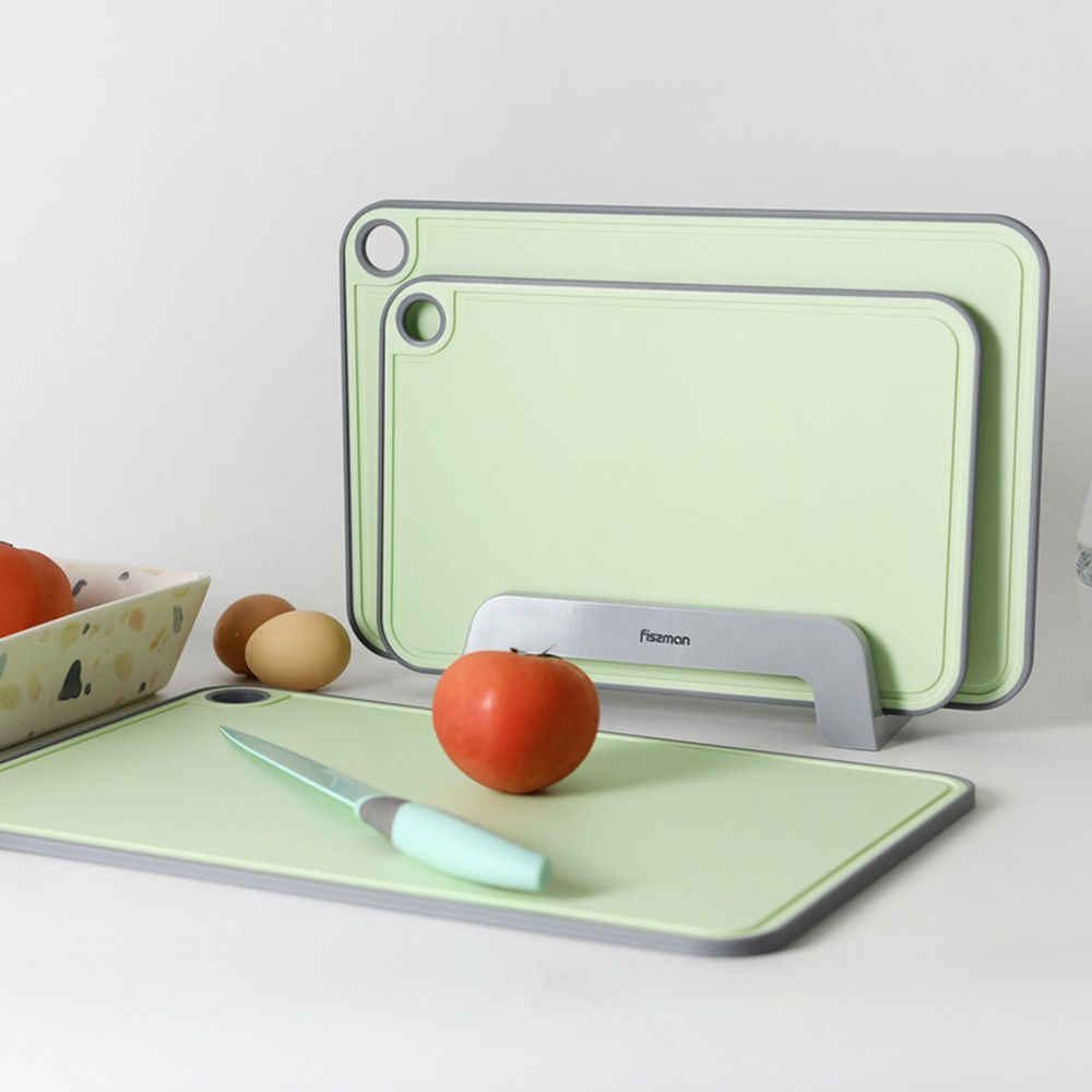 Fissman - Index Chopping Board With Holder - Green - 3pcs - 41x28cm