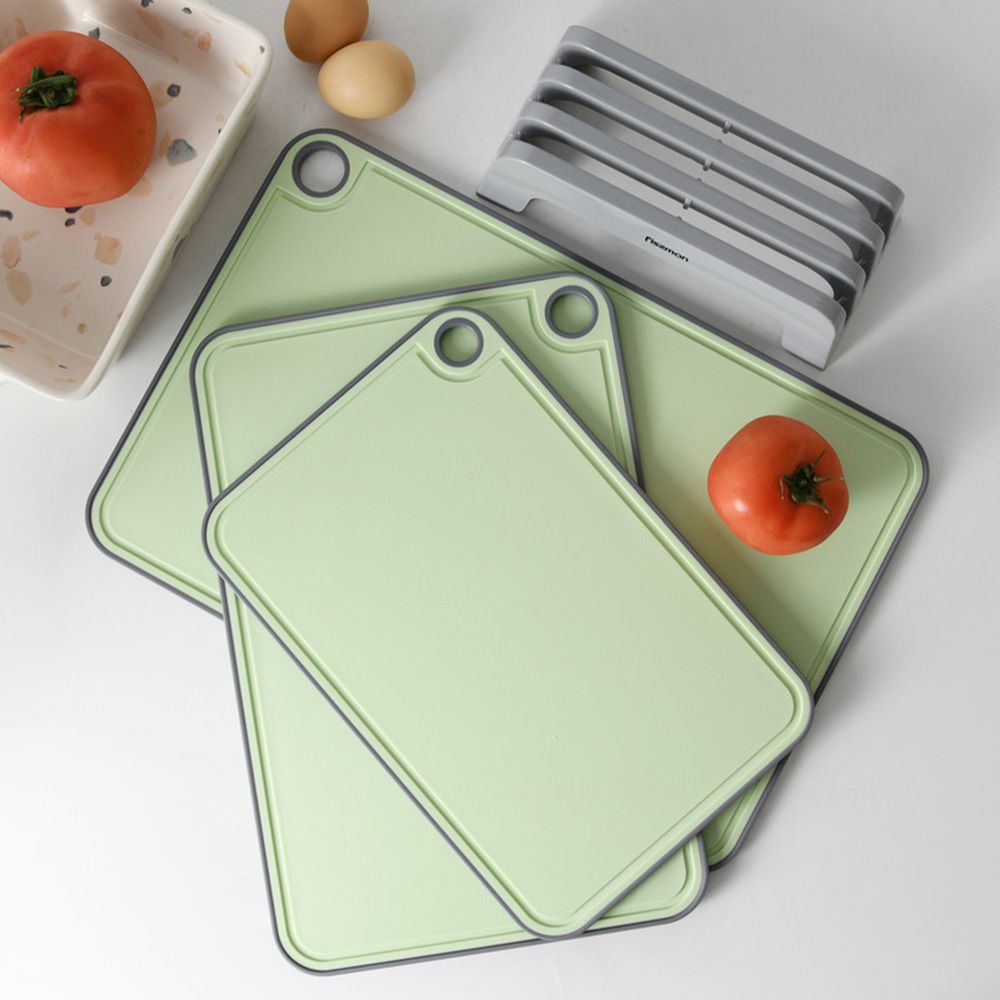 Fissman - Index Chopping Board With Holder - Green - 3pcs - 41x28cm