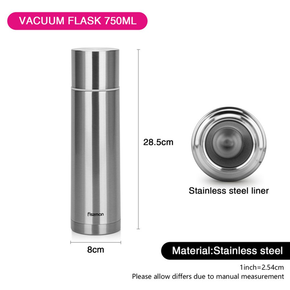 Fissman - Stainless Steel Vacuum Bottle - Silver - 750 ml