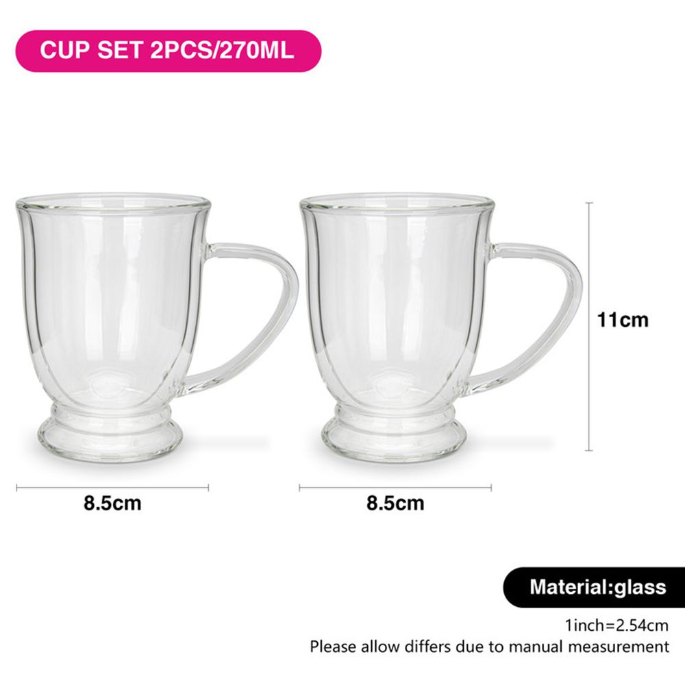 Fissman - Double Wall Borosilicate Glass Mug - 270 ml - 2pcs