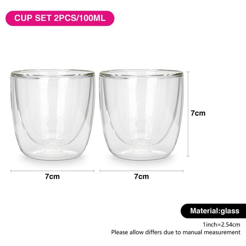 Fissman - Double Wall Glass Cup - Clear - 100 ml - 2pcs