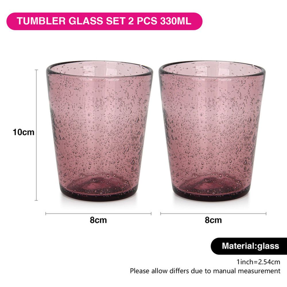 Fissman - Solid Glass Tumbler Set - Pink - 330 ml - 2pcs