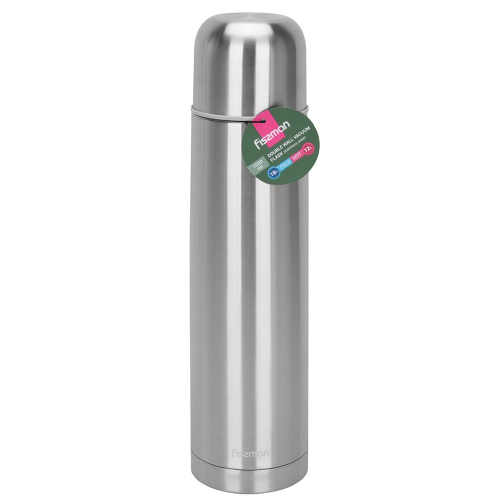 Fissman - Double Wall Stainless Steel Vacuum Flask - Silver - 1 L