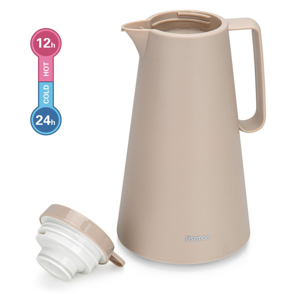 Fissman - Vacuum Insulated Flask With Pink Glass Liner - Mocha Cream - 1 L