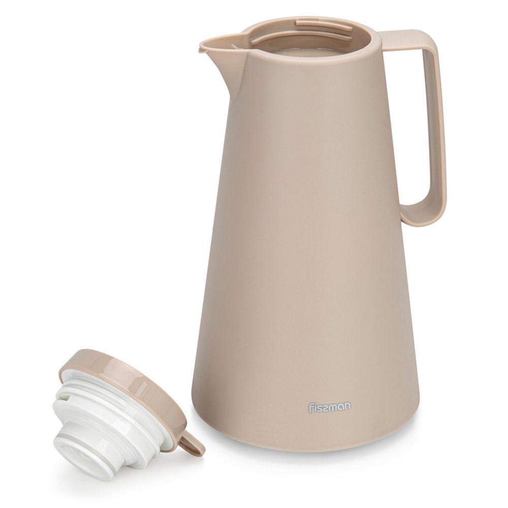 Fissman - Vacuum Insulated Flask With Pink Glass Liner - Mocha Cream - 1 L