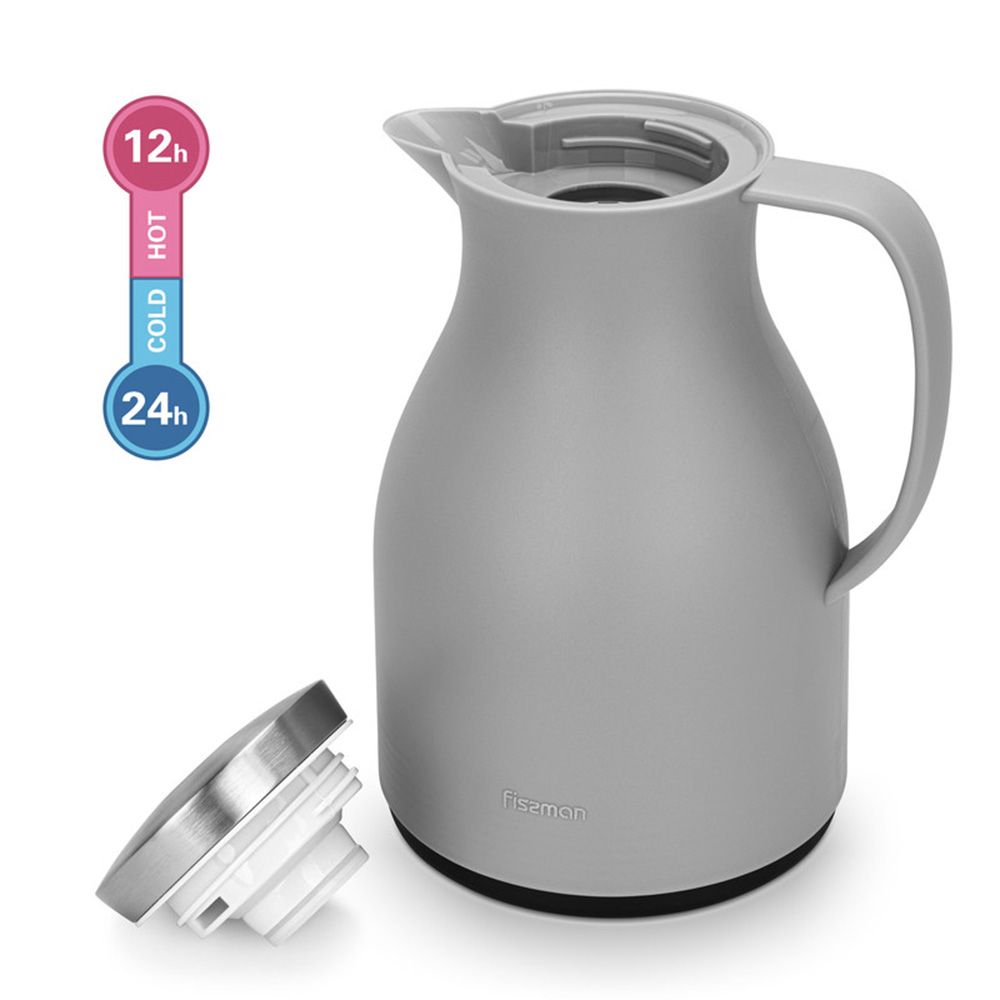 Fissman - Vacuum Insulated Flask With Pink Glass Liner - Grey - 1 L