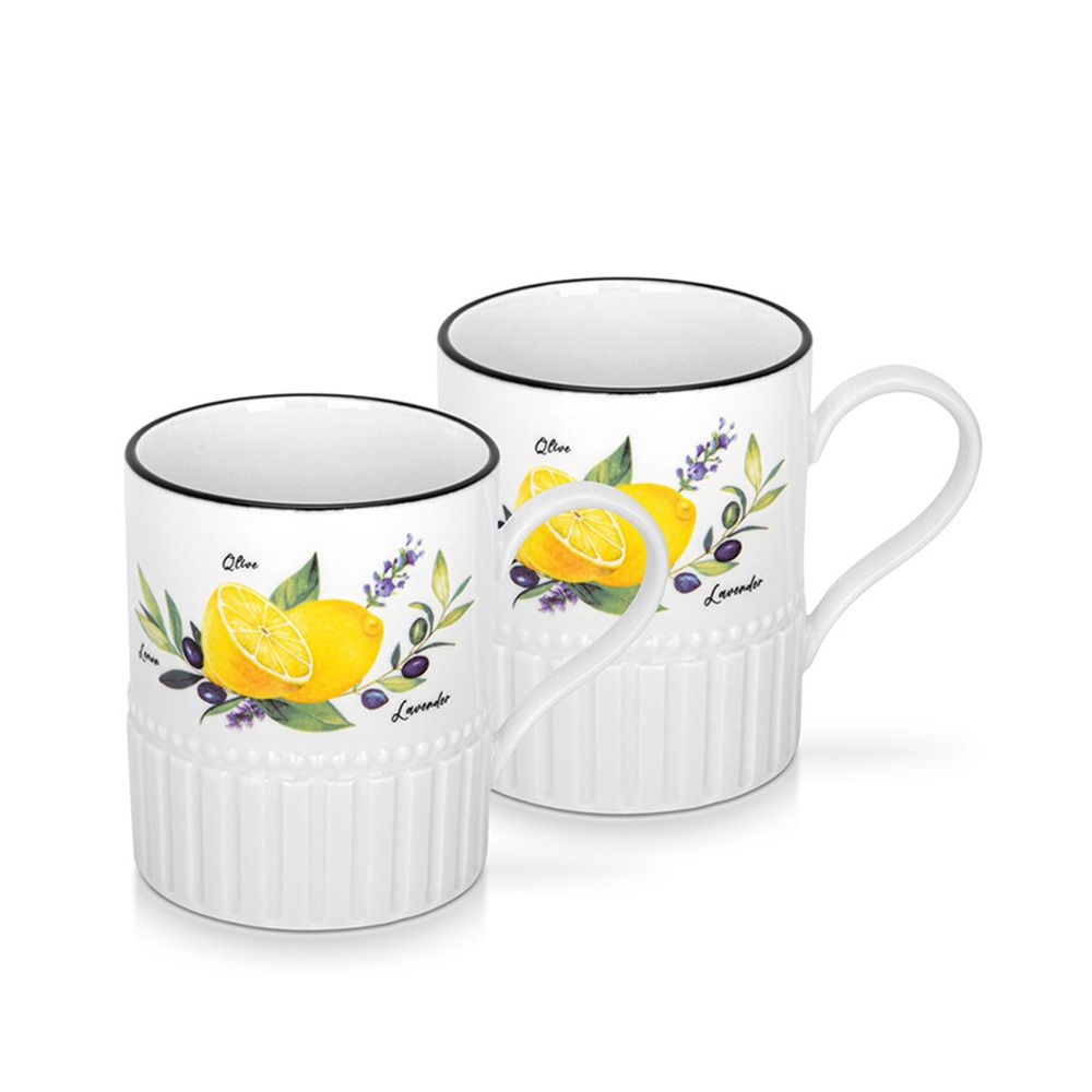 Fissman - Lemon Provence Series Porcelain Mug - 400 ml - 2pcs