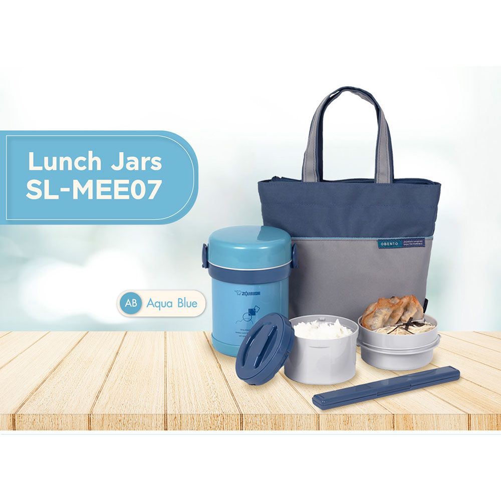 Zojirushi - Stainless Steel Vacuum Lunch Kit - Aqua Blue - 630 ml