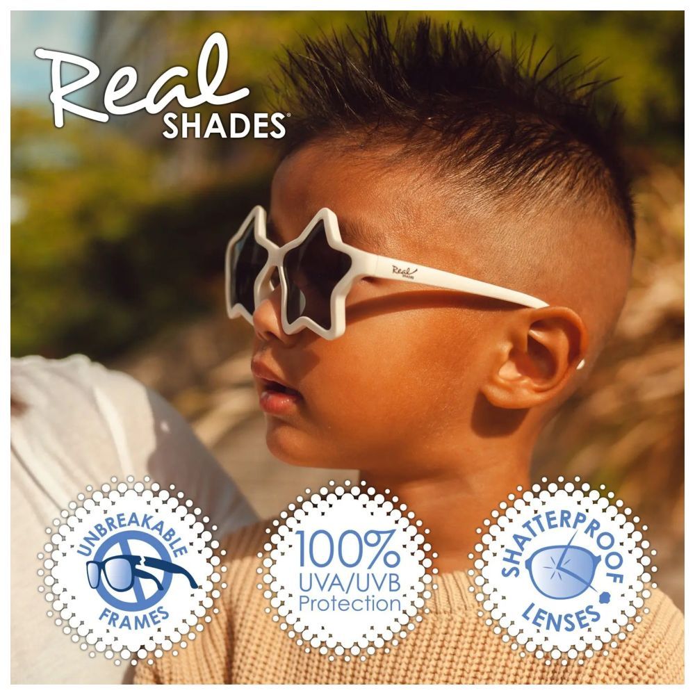 Real Shades - Star Silver Mirror Lens Sunglasses - Matte White