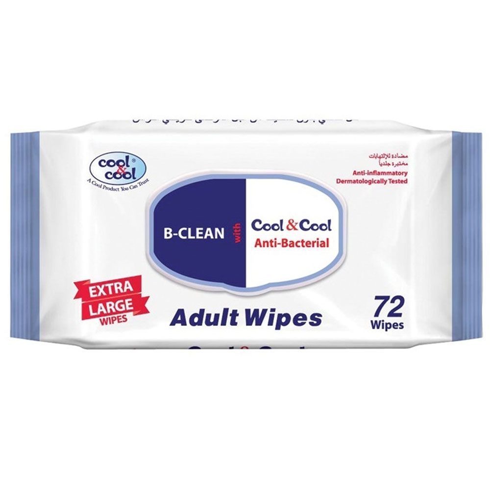 Cool & Cool - Extra Large  Size Adult Cleaning Wipes 72's (Bundle of 4)