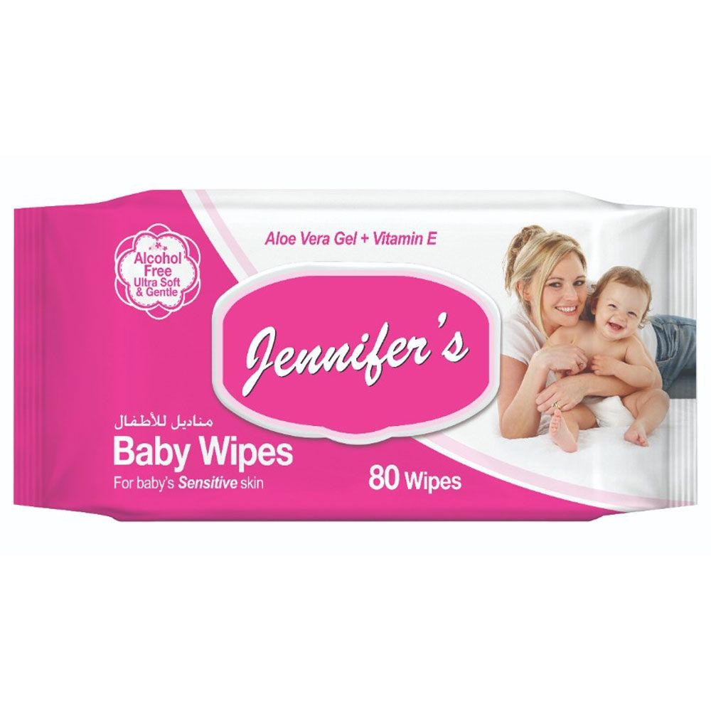 Jennifer's - Baby Wipes Alcohol Free, 80 Sheets