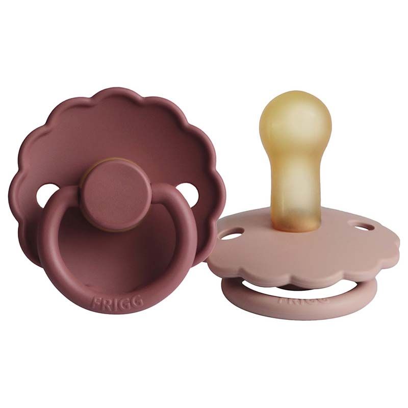 FRIGG - Daisy Latex Pacifier 0-6M 2-Pack S1 - Woodchuck/Blush