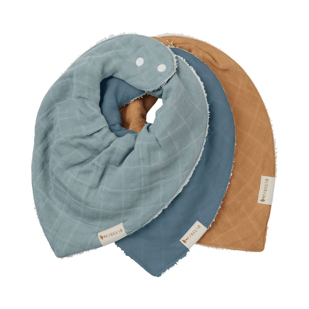 Fabelab - Organic Bandana Bib - Pack of 3 - Blue Spruce Mix