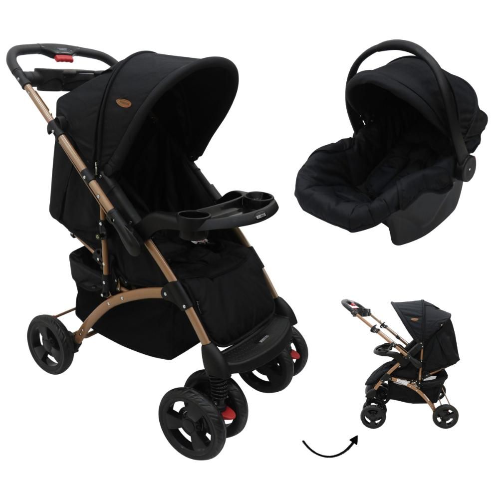 Bebesitos - Titanflex Reversible Travel System With Newborn Car Seat - Black