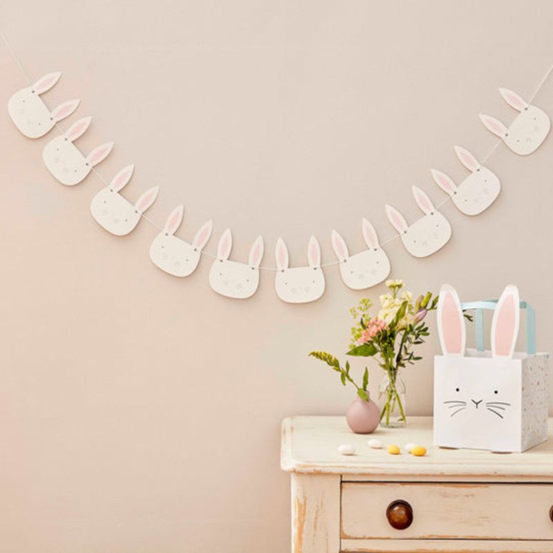 Ginger Ray - Pink & White Easter Bunny Face Bunting