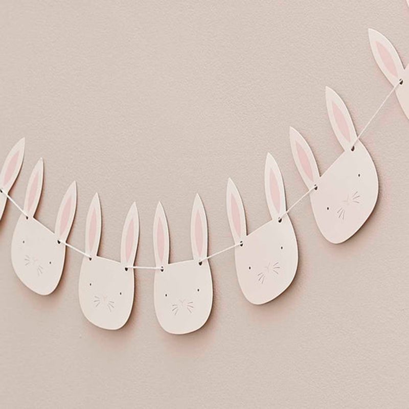 Ginger Ray - Pink & White Easter Bunny Face Bunting