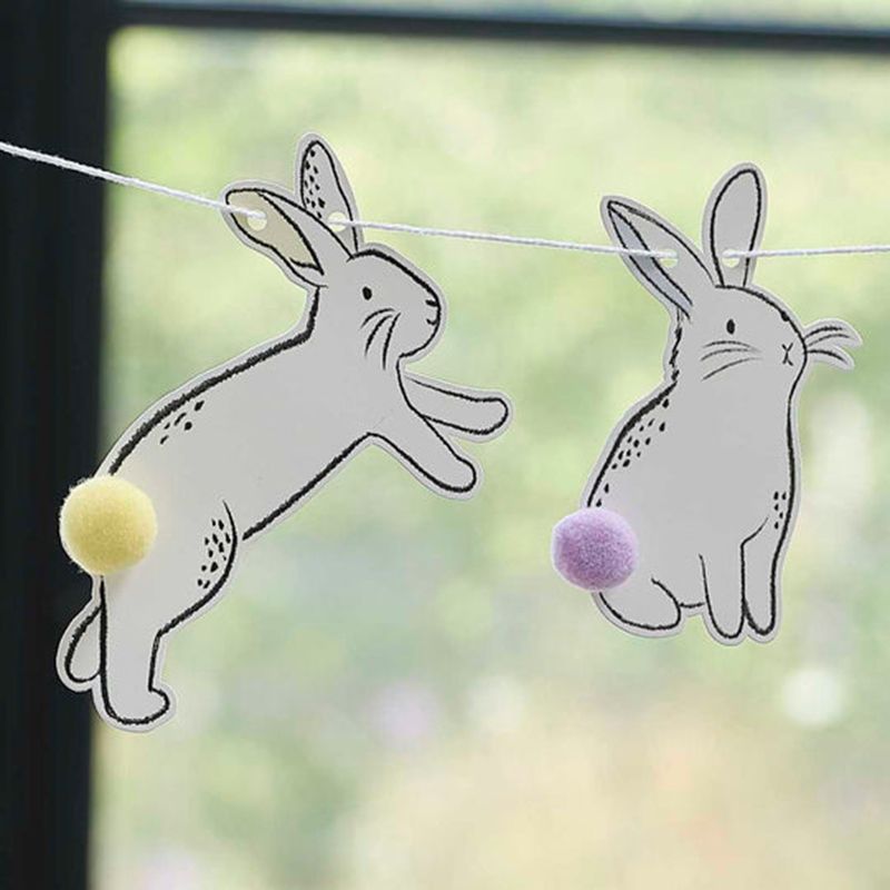 Ginger Ray - Easter Bunny Bunting With Pom-Pom Tails