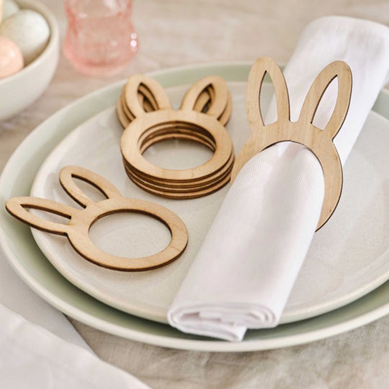 Ginger Ray - Wooden Bunny Easter Napkin Rings - 6pcs