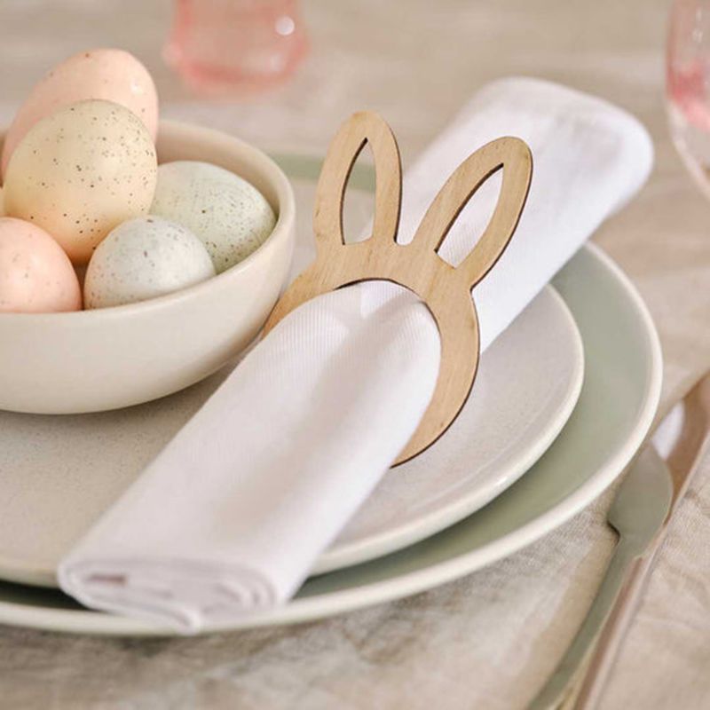 Ginger Ray - Wooden Bunny Easter Napkin Rings - 6pcs