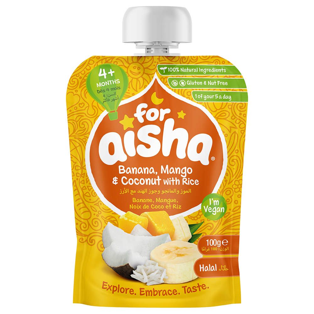 For Aisha - Baby Food Pouch - Banana, Mango & Coconut w/ Rice - 100g