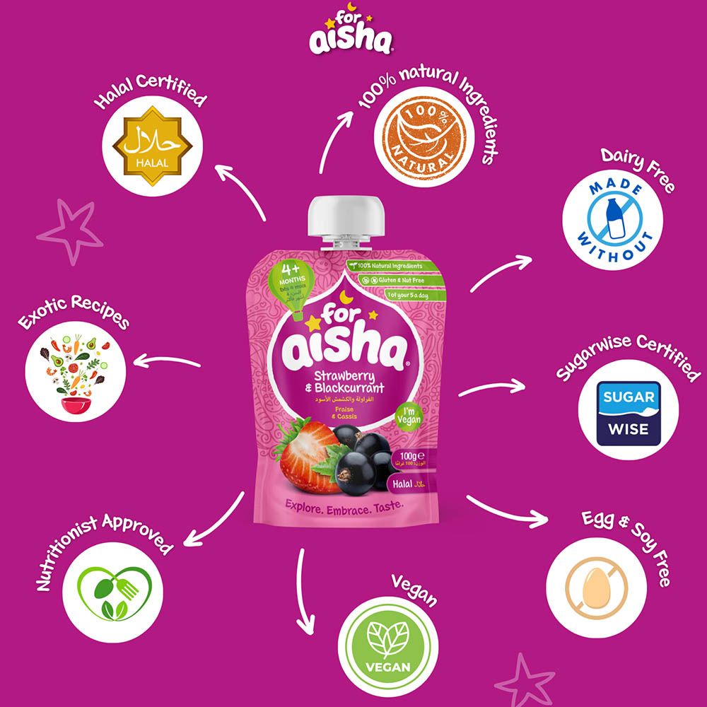 For Aisha - Baby Food Pouch - Strawberry & Blackcurrant - 100g