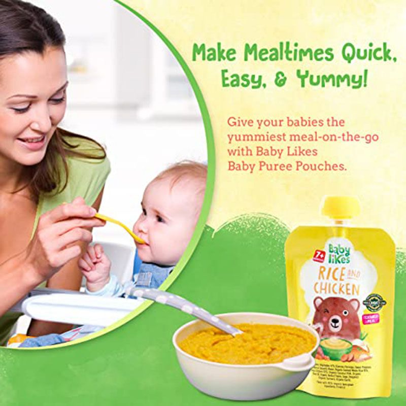 Babylikes - Halal Baby Puree Food Pouch - Rice and Chicken - 130 g