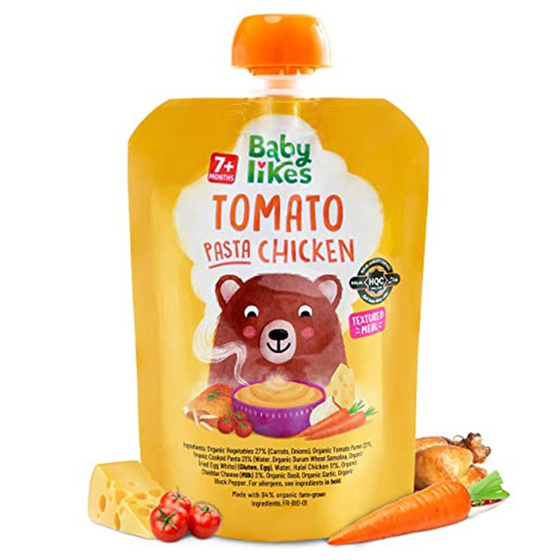 Babylikes - Halal Baby Puree Food Pouch - Tomato Pasta Chicken - 130 g