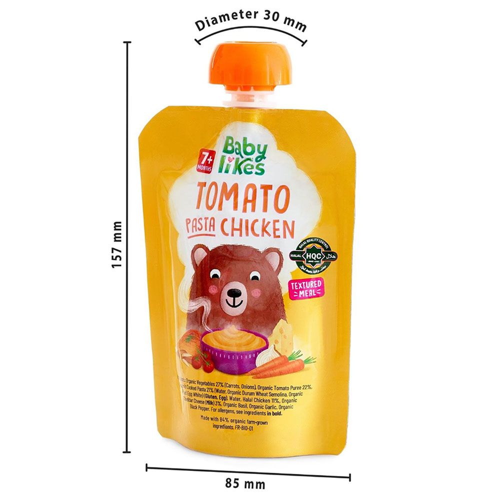 Babylikes - Halal Baby Puree Food Pouch - Tomato Pasta Chicken - 130 g