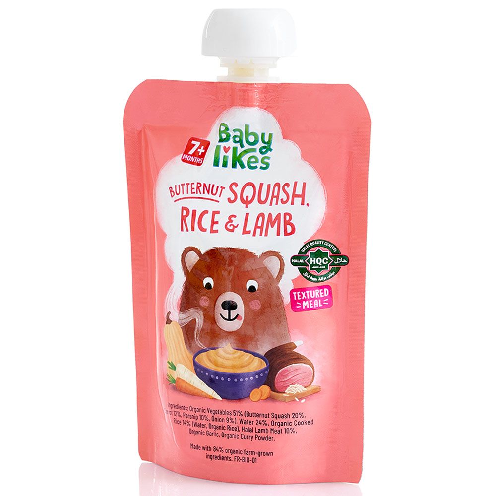 Babylikes - Halal Baby Puree Food Pouch - Butternut Squash With Rice And Lamb - 130 g